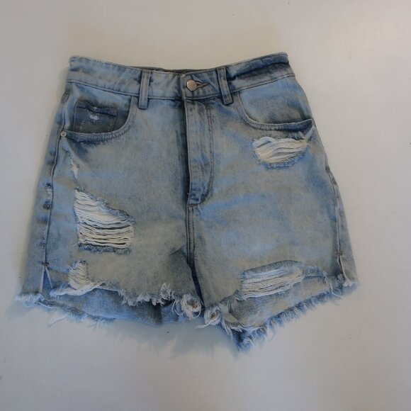 Women DL1961 Blue Jetstream Distressed High Rise Vintage Emilie Shorts 23 - Picture 1 of 5